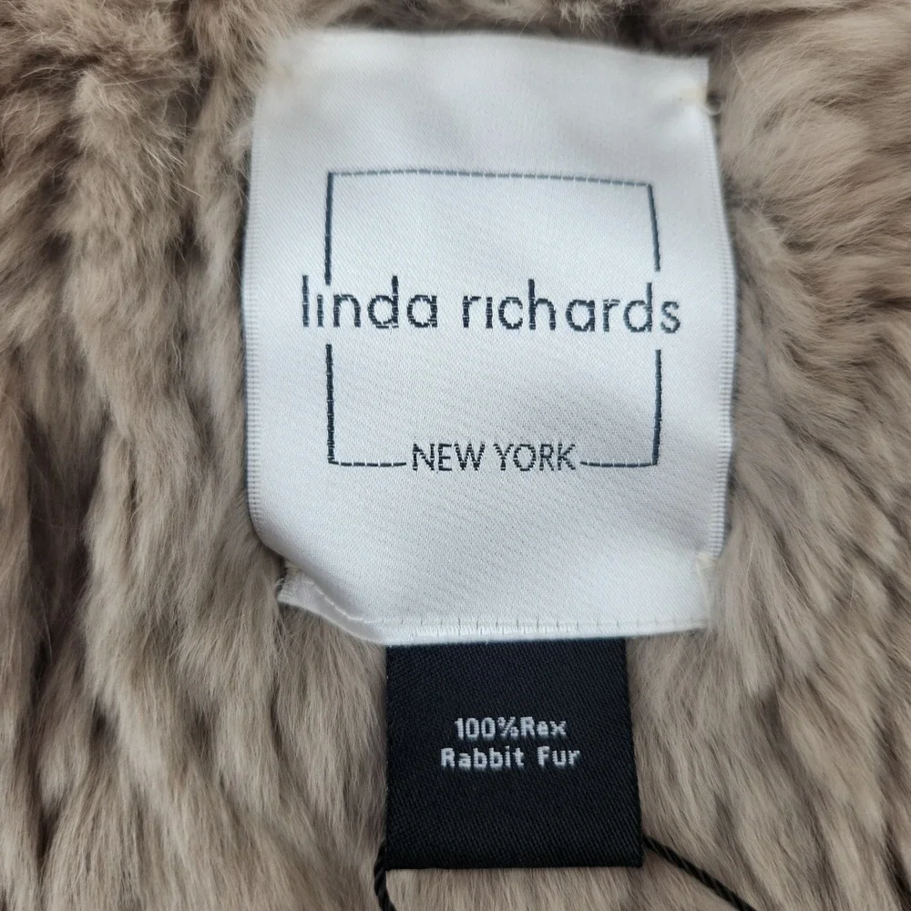 Linda Richards New York 100% Rex Rabbit Fur Infinity Scarf Taupe Beige Snood NEW